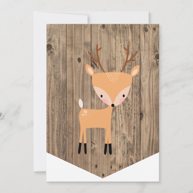 High Chair 1st Birthday Banner Woodland Deer Invitation (Front)