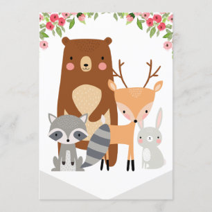 High Chair 1st Birthday Banner woodland (left) Invitation