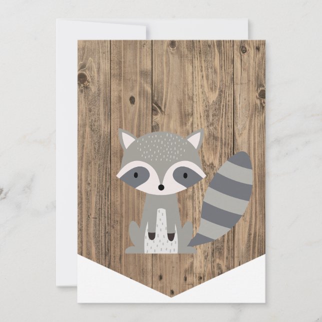 High Chair 1st Birthday Banner Woodland Racoon Invitation (Front)