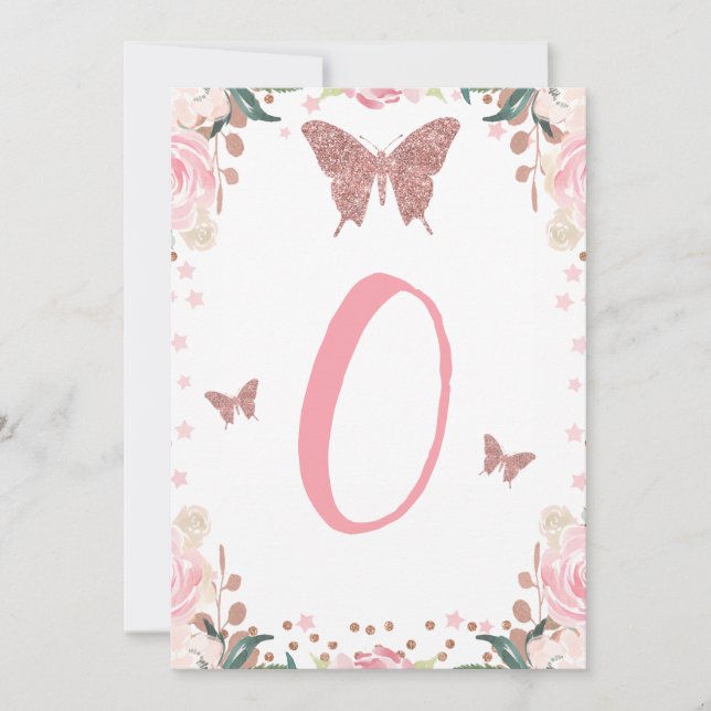High Chair Pink Butterfly 1st Birthday Letter Invitation (Front)
