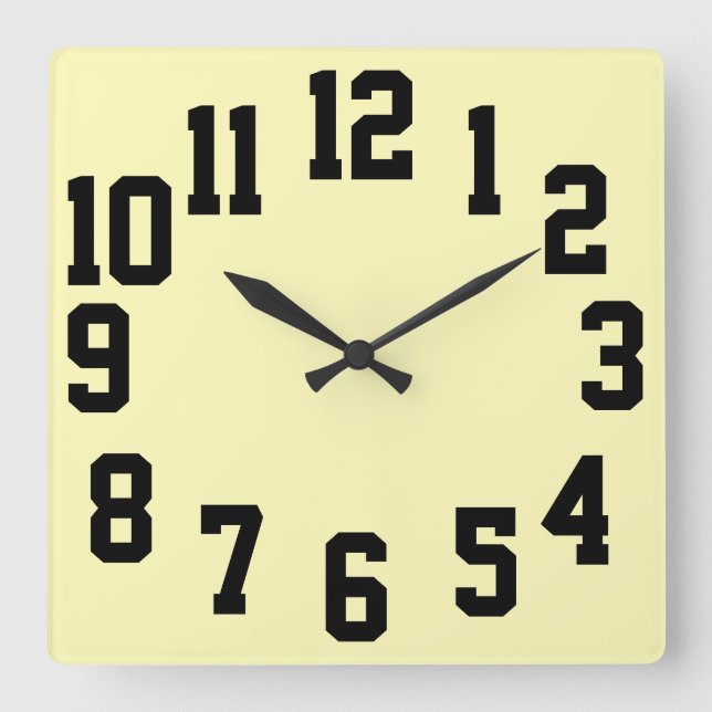 High Contrast Big Numbers Easy Read Square Wall Clock (Front)