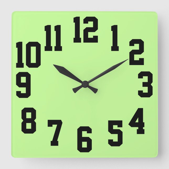 High Contrast Big Numbers Easy Read Square Wall Clock (Front)