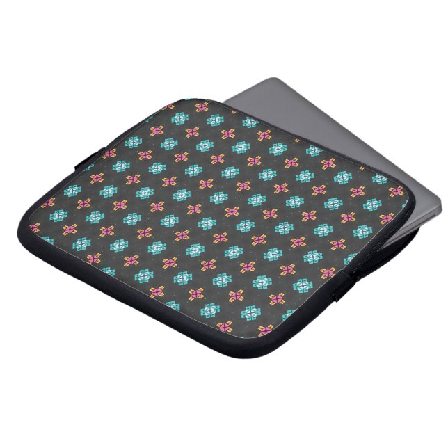 High-Contrast Black and Neon Geometric Laptop Case (Front Top)