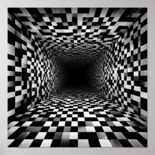 High Contrast Chequerboard Vortex Illusion Poster