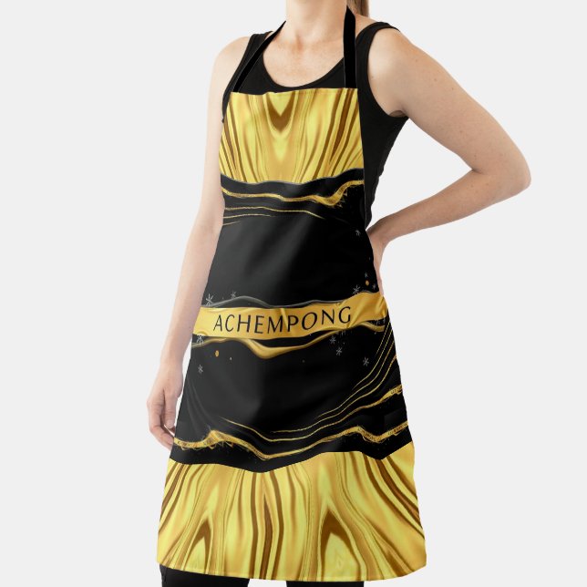 High-Contrast Opulence: Achempong Black Gold Chef  Apron (Insitu)