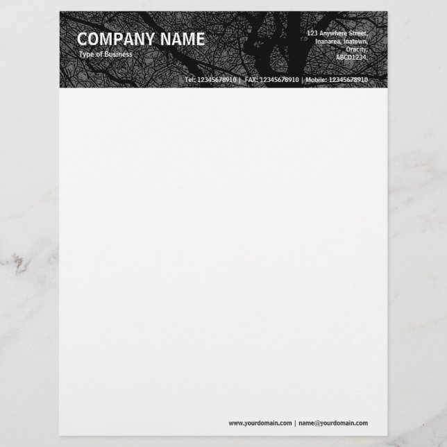 High Contrast Tree - Grey Custom Letterhead (Front)