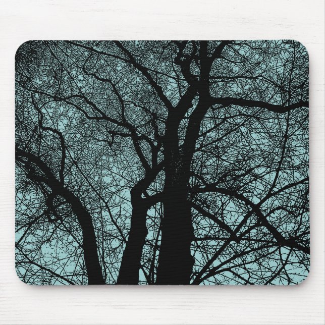 High Contrast Tree - Light Blue Green Mouse Pad (Front)