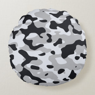 High contrast urban camouflage round cushion