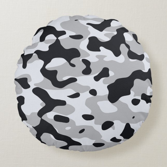 High contrast urban camouflage round cushion (Front)