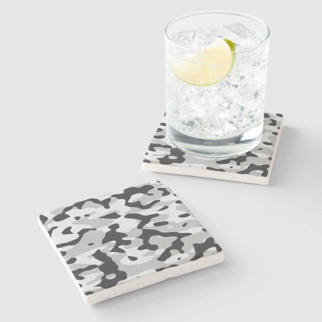 High contrast urban camouflage stone coaster (Side)