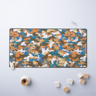 High-contrast Urban Digital Camouflage Pattern Desk Mat
