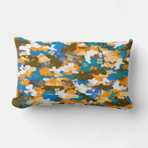 High-contrast Urban Digital Camouflage Pattern Lumbar Cushion