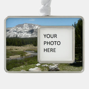High Country Mountain Stream I Silver Plated Framed Ornament