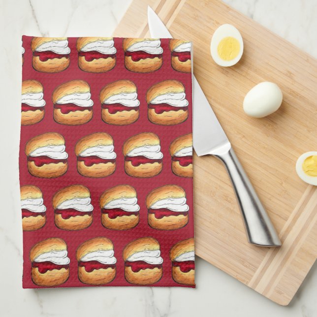 High Cream Tea Scone Jam UK British Bakery Food Tea Towel (Quarter Fold)