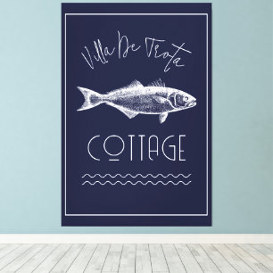 High Design Lake House Dark Blue Canvas Print