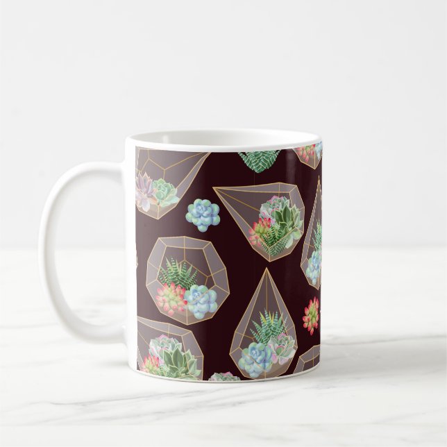 High detail succulent and cactus seamless pattern coffee mug (Left)