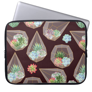 High detail succulent and cactus seamless pattern laptop sleeve
