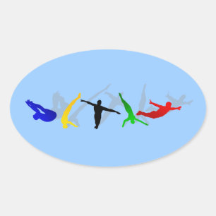 High Divers High Diving Springboard Platform sport Oval Sticker