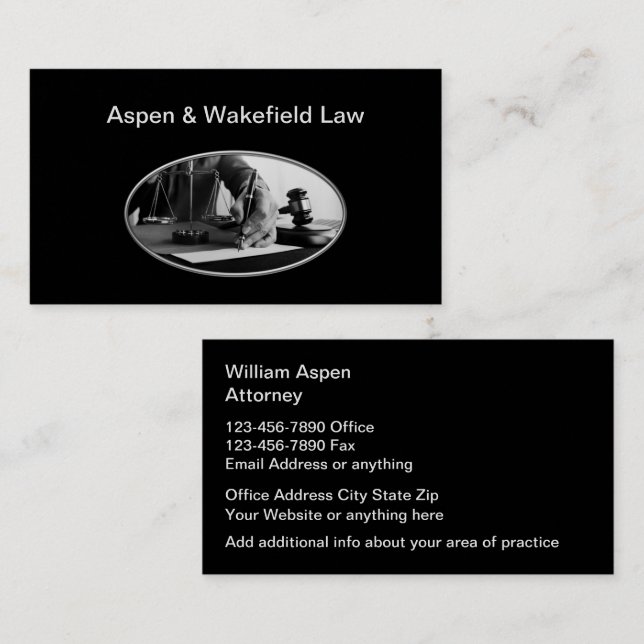 High End Attorney Jet Black Business Cards (Front/Back)