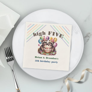 high five birthday party twins mapache theme photo napkin