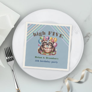 high five birthday twins mapache napkin