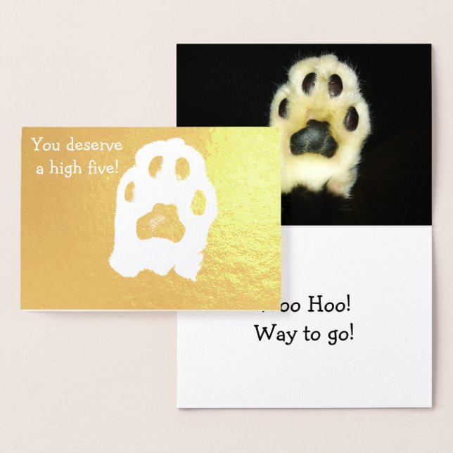 High Five Cat Paw Congratulations Encouragement Foil Card (Display)