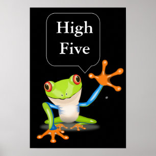 High Five Comical Frog Humourous Poster
