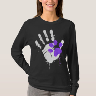 High Five Hand Print With Purple Paw Print On Purr T-Shirt