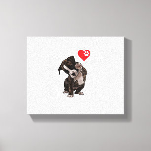 High Five Heart Bulldog Pup I Love Boxer Dog Lover Canvas Print