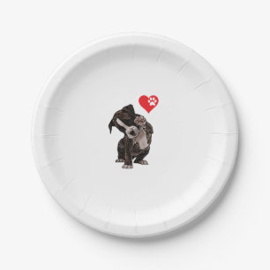 High Five Heart Bulldog Pup I Love Boxer Dog Lover Paper Plate