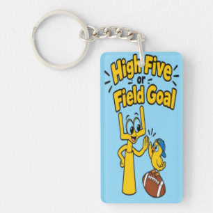 High Five or Field Goal Funny Football Cartoon Kid Key Ring