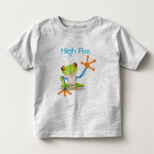 High Five Orange and Blue Funny Frog Shirt (Front)