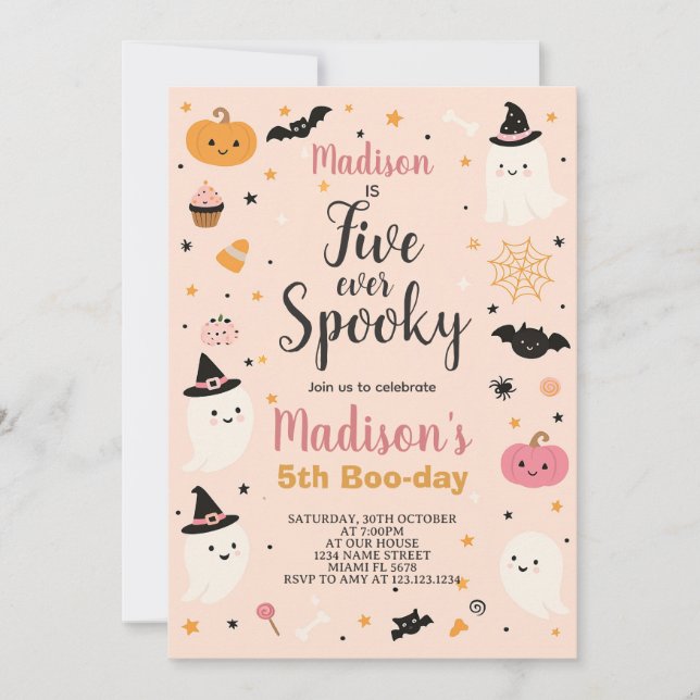 High Five Spooky Kids Halloween Birthday Invite (Front)