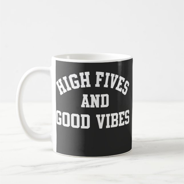 High Fives and Good Vibes Retro Coffee Mug (Left)