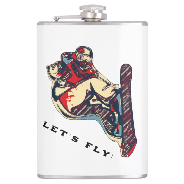 High Flyer- Snowboarding Fool  Hip Flask (Front)