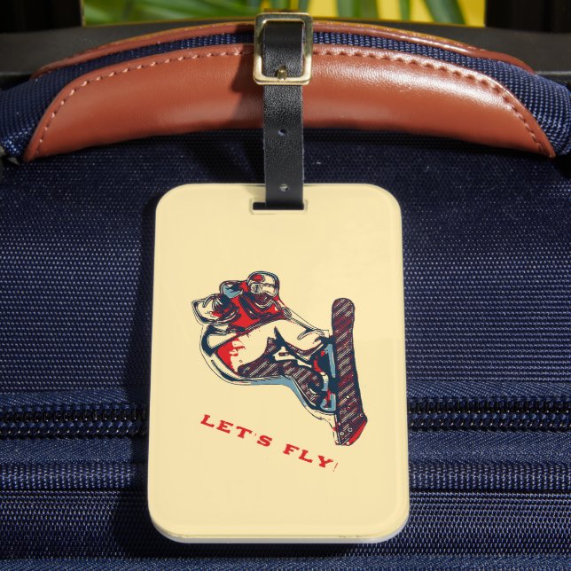 High Flyer! - Snowboarding Fool Pillowcase Luggage Tag (Front Insitu 2)