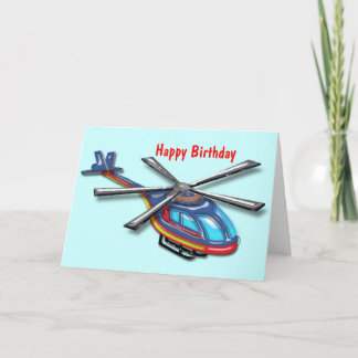 High Flying Helicopter Happy Birthday Card