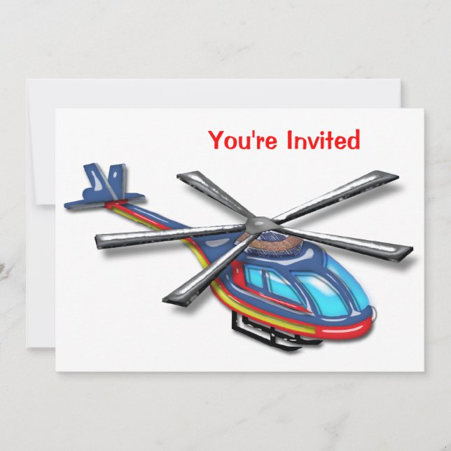 High Flying Helicopter Party Invite (Front)