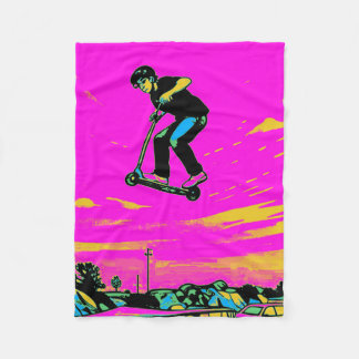 High Flying Stunt - Scooter Rider Fleece Blanket