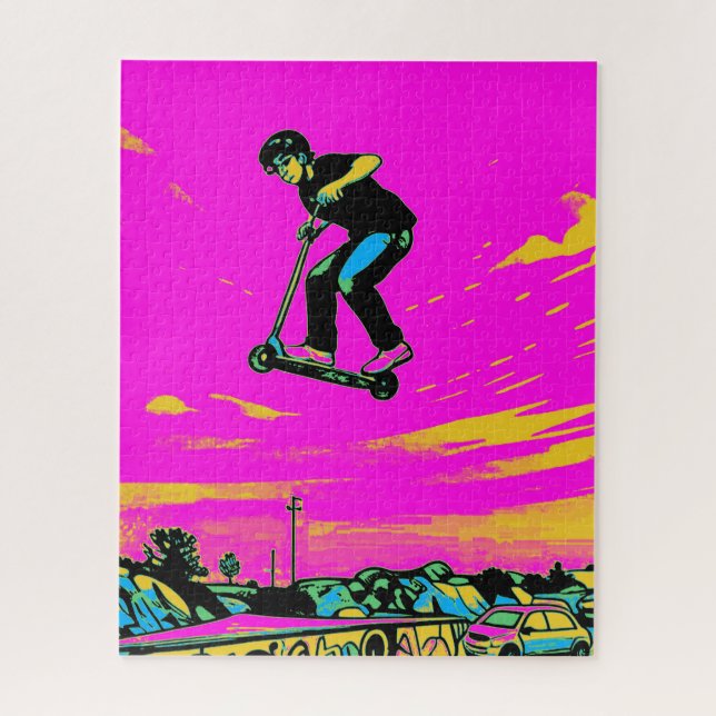 High Flying Stunt - Scooter Rider Jigsaw Puzzle (Vertical)