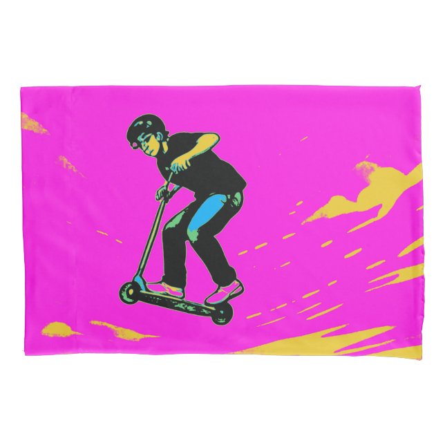 High Flying Stunt - Scooter Rider Pillowcase (Front)