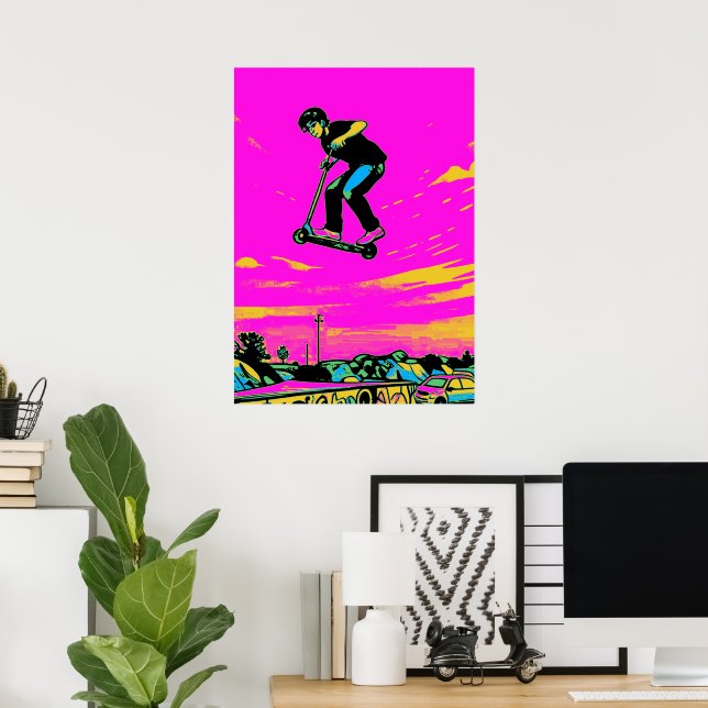High Flying Stunt - Scooter Rider Poster (Home Office)