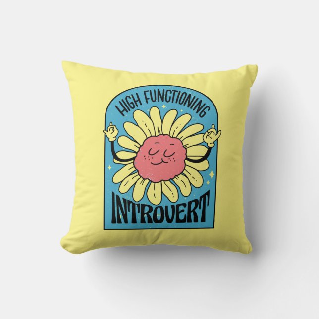 High Funtioning Introvert Retro Flower Cushion (Front)