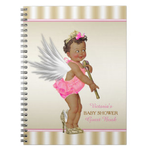 High Heel Angel Ethnic Girl Baby Shower Guest Book