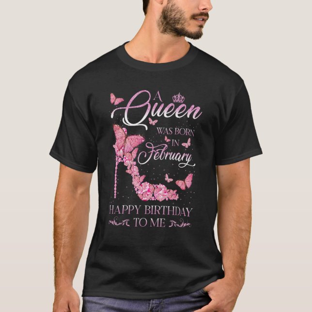 High Heel Birthday Queen Girl A Queen Was Born In  T-Shirt (Front)