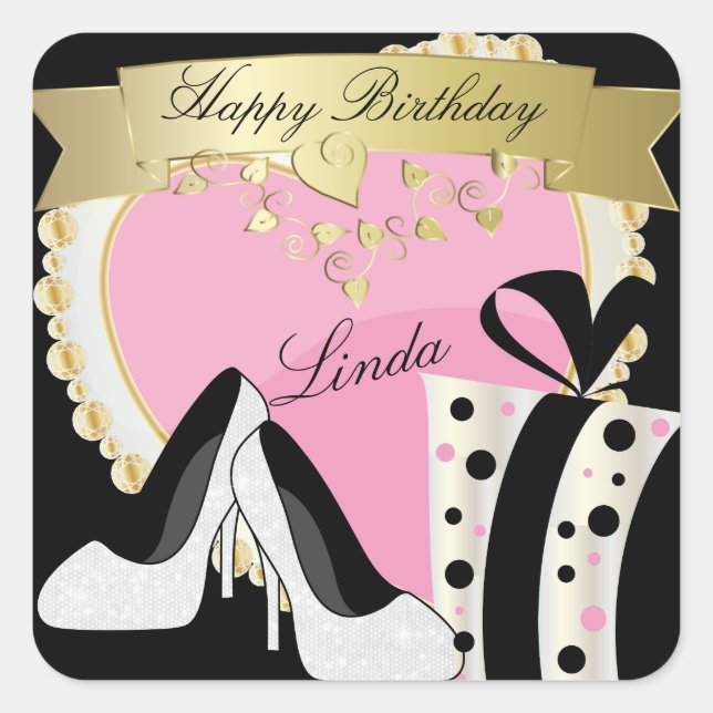 High Heel Pumps Birthday Celebration | Customise Square Sticker (Front)