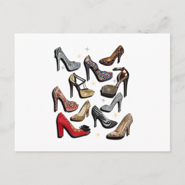 High Heel Shoe Collage Sparkle Fashion Pumps Postcard (Front)