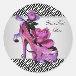 High Heel Shoe Hot Pink Zebra Stickers