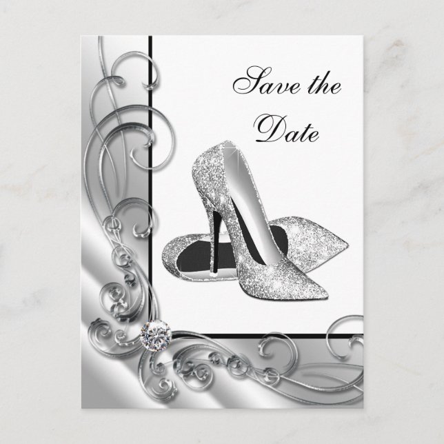 High Heel Shoe Save The Date Announcement Postcard (Front)