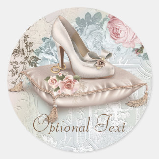 High Heel Shoe Vintage Bridal Shower Stickers